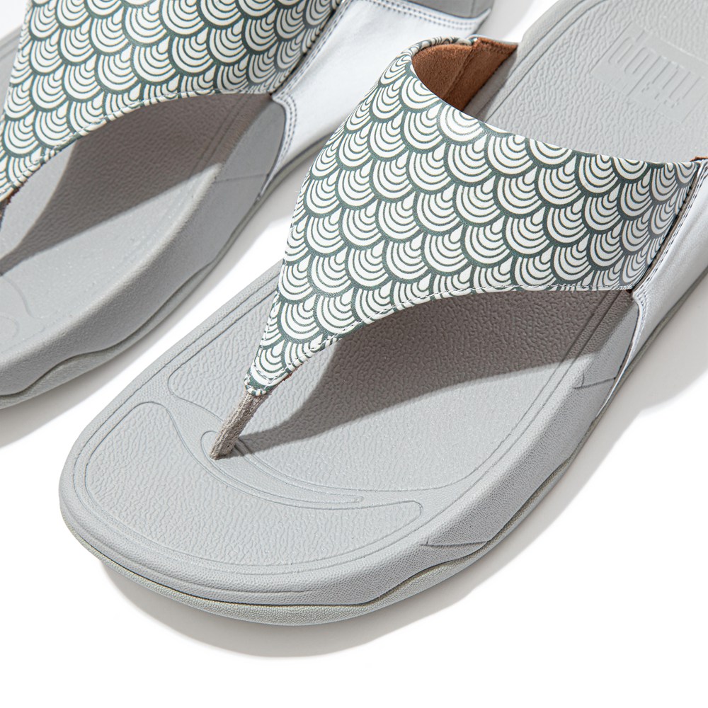 Fitflop Womens Sandals - Lulu Wave-print Toe-post - Grey - 348-VMLUXA